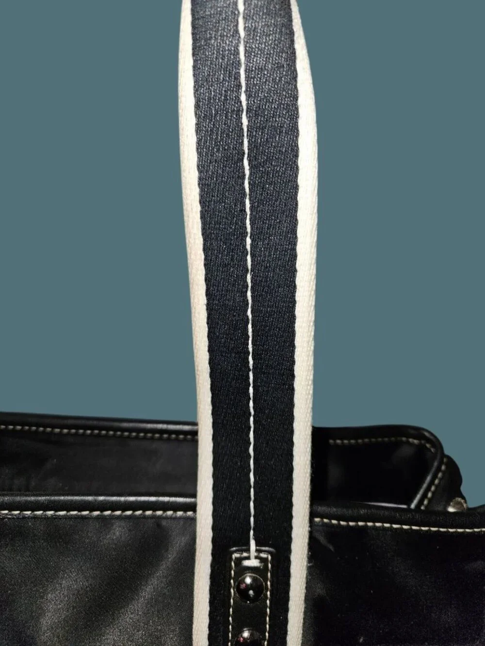 Coach Black Hamptons Weekend Nylon Side Cinched Snap Shoulder Tote Bag Travel